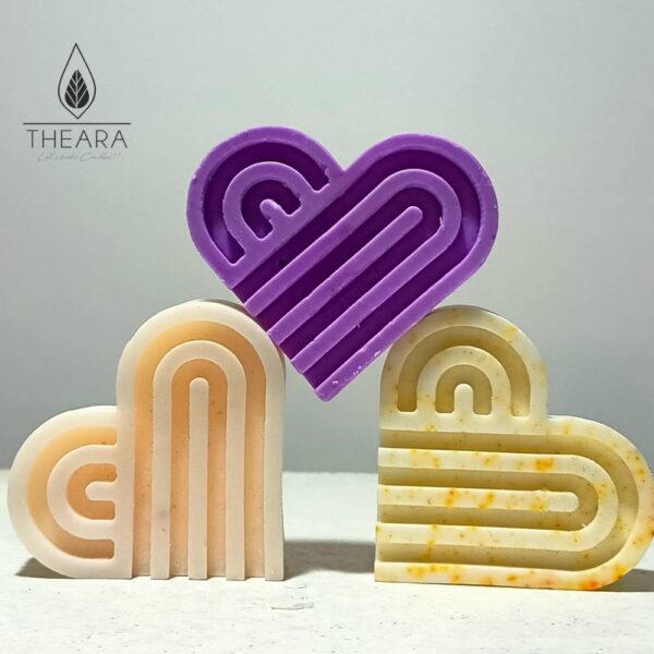 Striped Heart Silicone Candle Mould