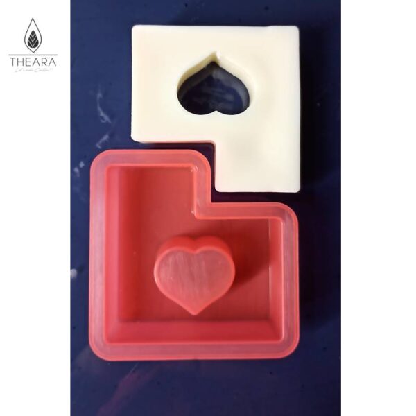 Heart Hole Square Silicone Candle Mould